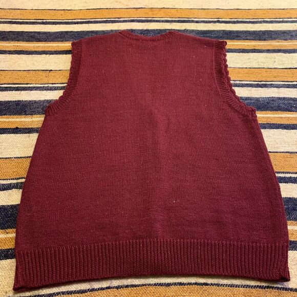 Vintage Knit Sweater Vest Koret 90s Granny Boho Retro Cottagecore Small Burgundy - Picture 4 of 5